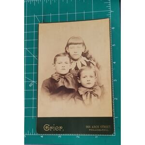 Antique Victorian Cabinet Card Shaw Children Siblings Grier Philadelphia